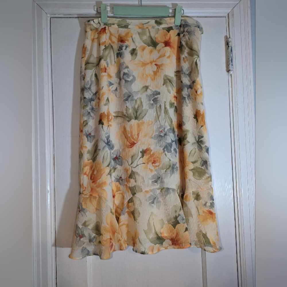 Vintage floral midi skirt 90s
